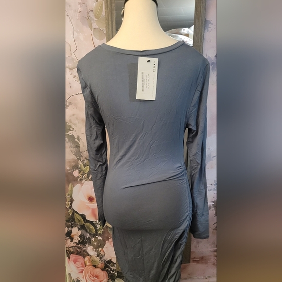 Elegant Slate Long Sleeve Dress - Picture 3 of 4